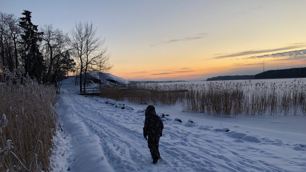 boy in winter at Phoja Beach